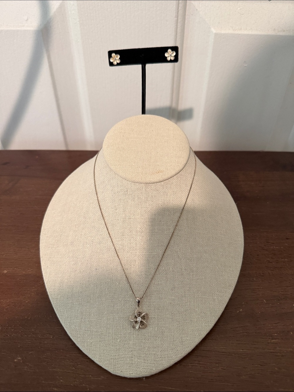 Delicate Floral Pendant Necklace and Stud Earrings - Sterling Silver Necklace
